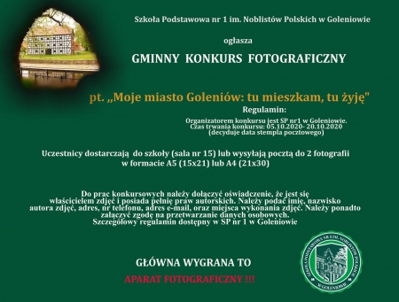 Kochani! Przedłużamy termin oddania zdjęć na konkurs pt.,, Moje miasto Goleniów:...
