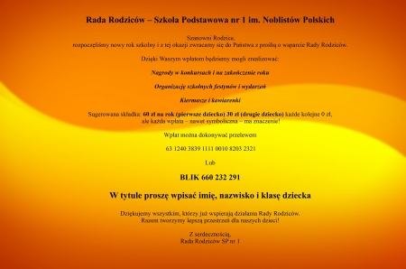 Informacja od Rady Rodziców!!